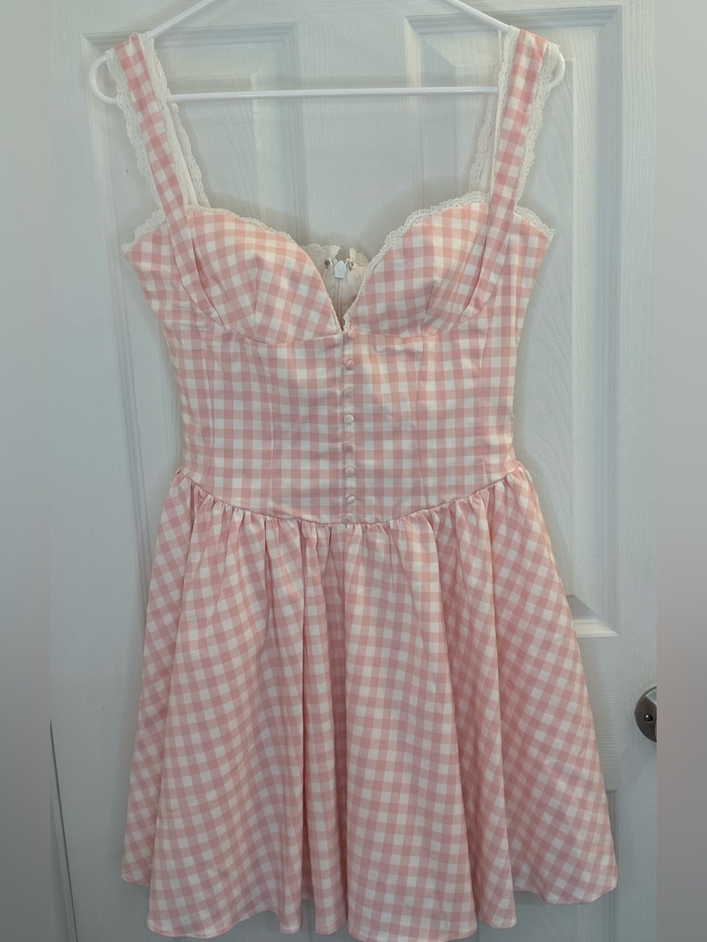 House of CB Brigitte Strawberry Shortcake Gingham Corset Mini Dress size medium - Picture 3 of 11